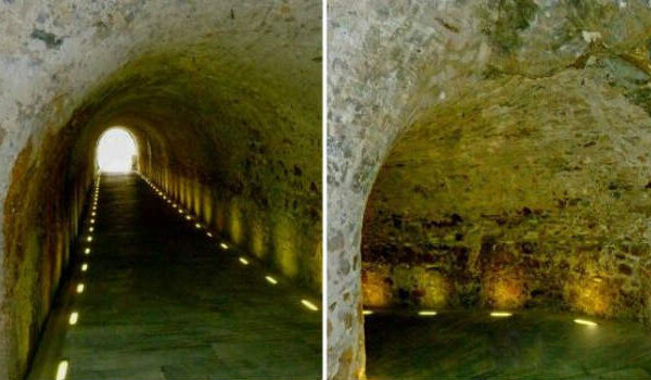 Η υπόγεια στοά έχει 60 μέτρα μήκος και κατασκευάστηκε την εποχή του Λυκούργου